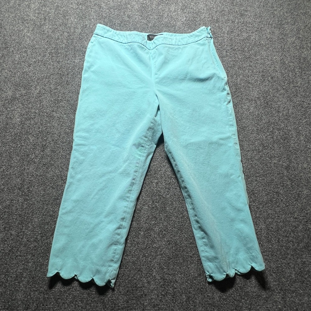 Talbots Chatham Crop Pants‎ Aqua Blue Scallop Hem Cotton Blend Size 10P